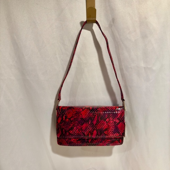 Vintage Fuschia Snakeskin Python Shoulder Bag Purse - Picture 2 of 9